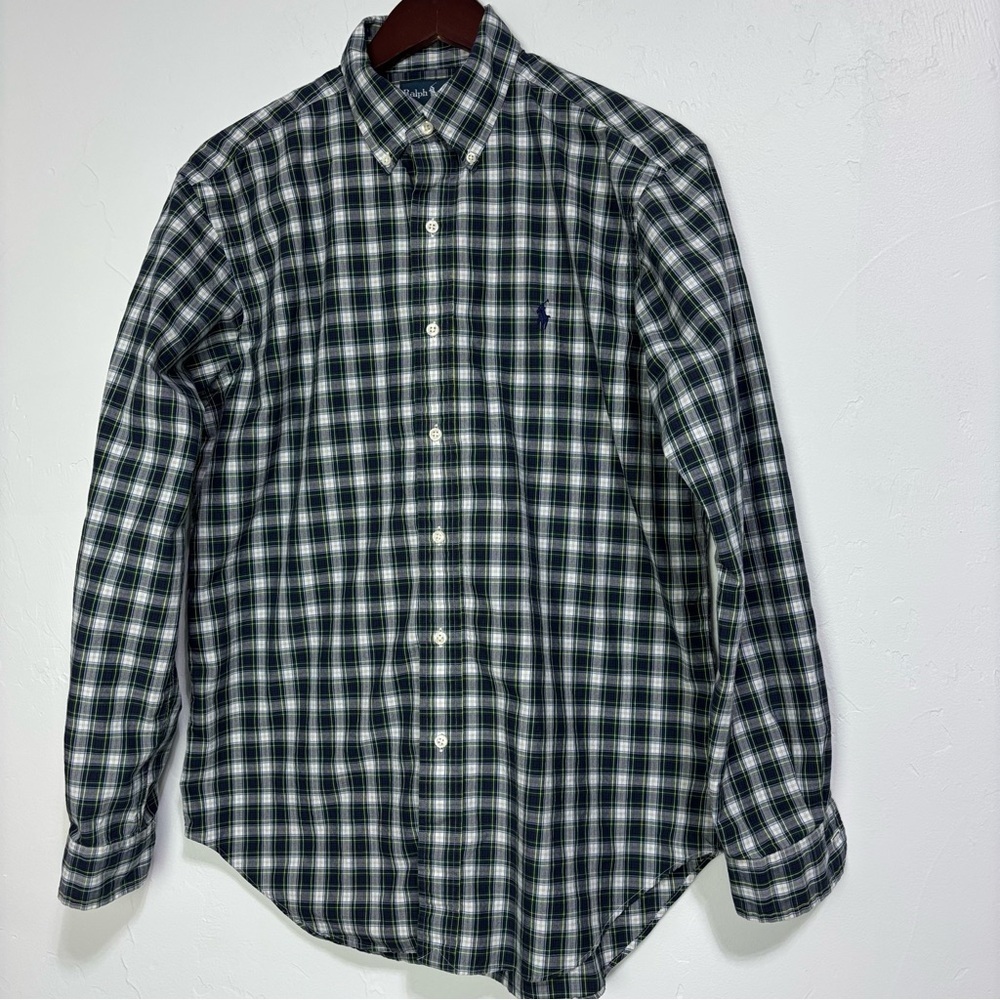 Ralph Lauren Classic Fit Pony Men's Medium Button Front Plaid Dress Shirt